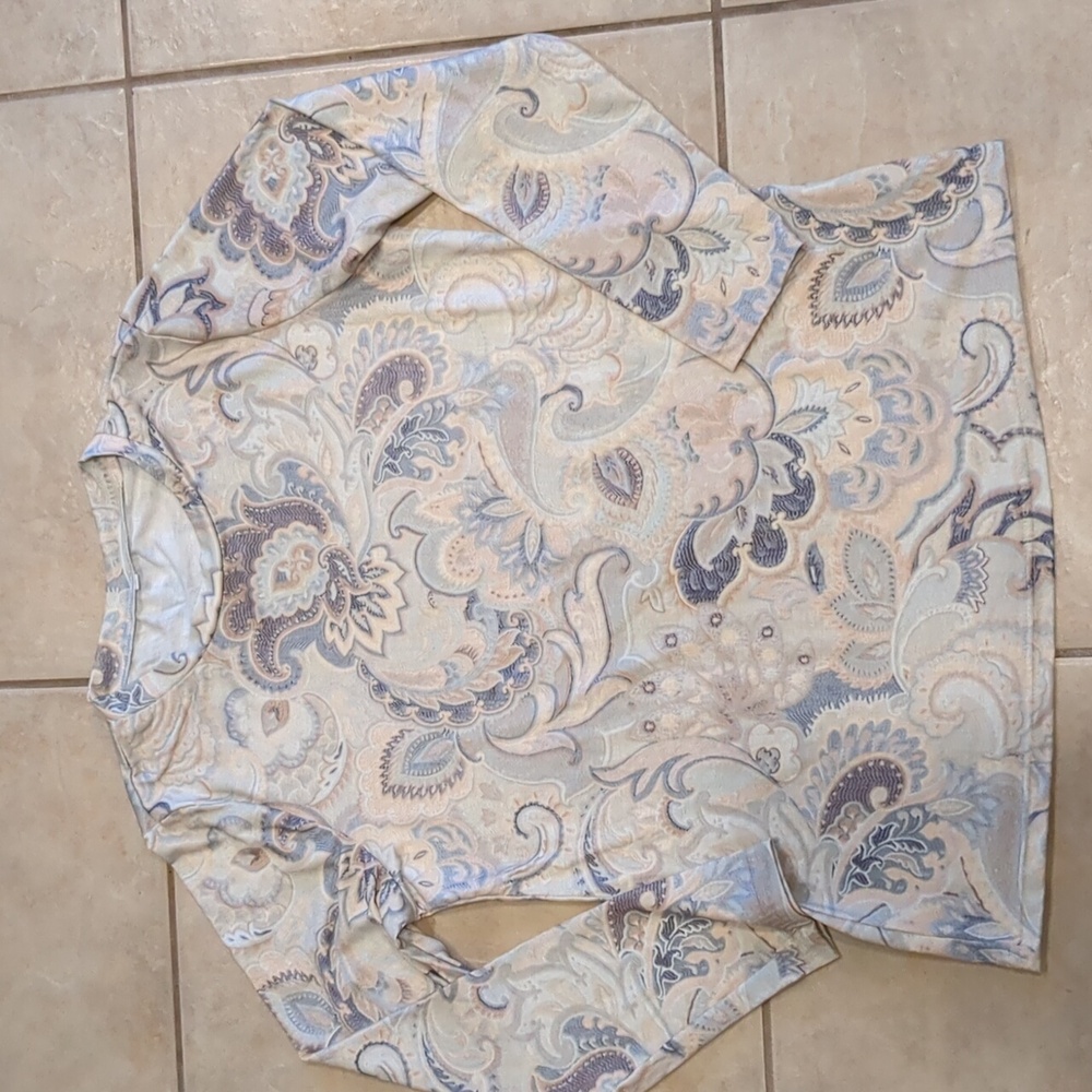 Floral Paisley Long Sleeve Blouse Top Size Small